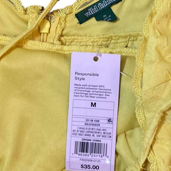 Wild Fable Gold Fit And Flare Tiered Dress, Size M, NWT - Picture 11 of 11